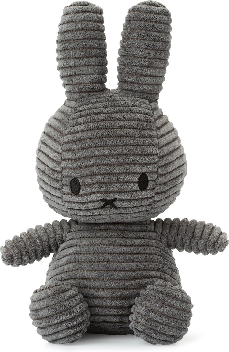 Bon ton jouets Miffy - velours côtelé écologique gris - 23 cm - 9