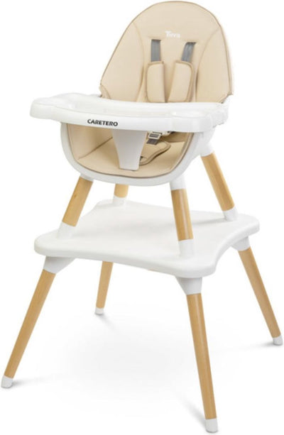 Chaise haute en bois Caretero caratero tuva - 2 en 1 - chaise haute - chaise de salle à manger - chaise d'allaitement - beige