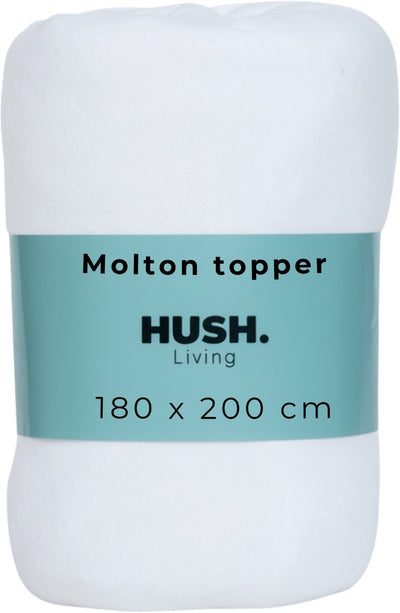Faire taire. Living Hush Living Molton Topper Protector - 80 % coton 20 % polyester - excellente absorption de l'humidité - indéformable - confort et protection durable - 180 x 200 + 15 cm