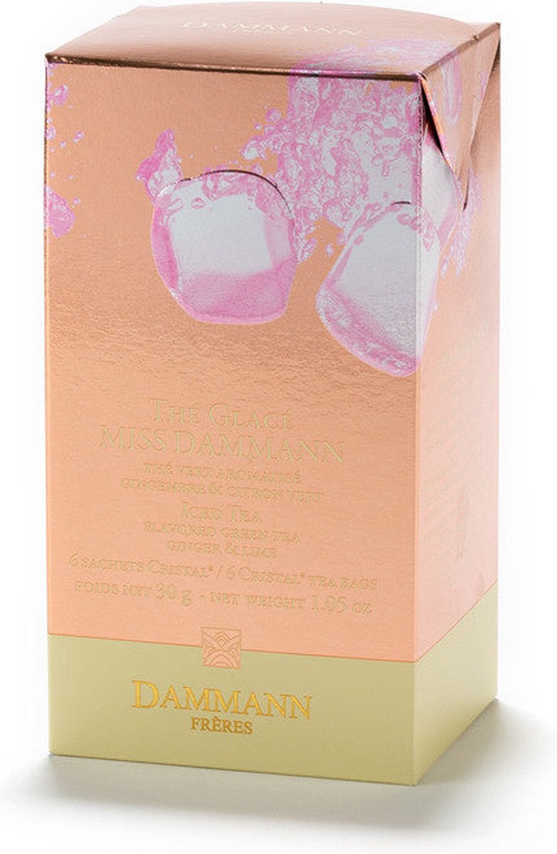 Dammann frères dammann - thé glacé miss dammann - 6 sachets de thé - thé vert au gingembre - suffisant pour 6 litres de thé glacé sans sucre