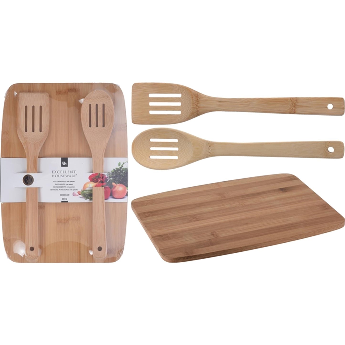 Excellente planche à découper en bambou pour articles ménagers avec couverts à salade