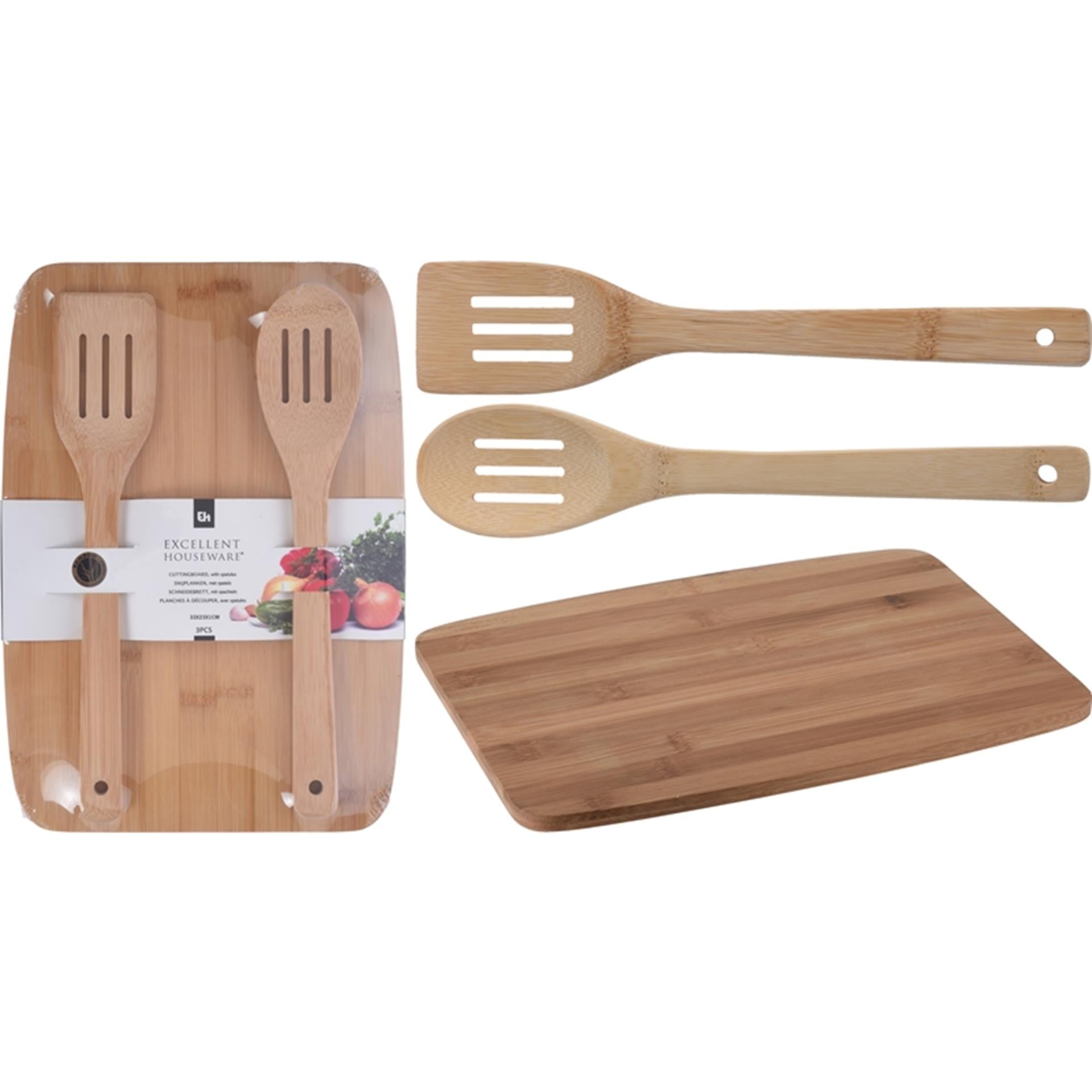 Excellente planche à découper en bambou pour articles ménagers avec couverts à salade