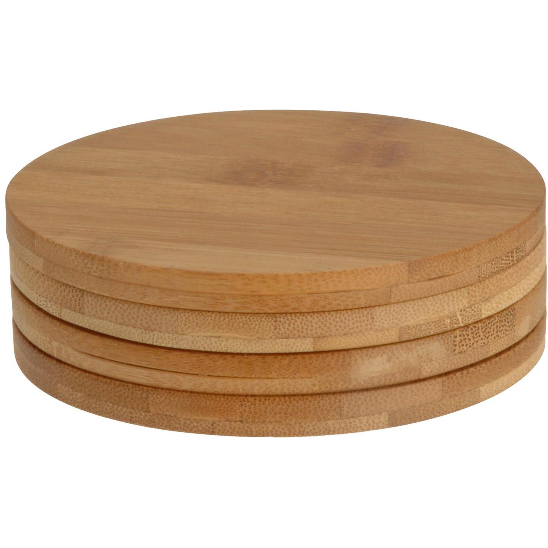 Excellent logement ménage rond Round Coasters de Bamboo 6,5 cm 4 pièces