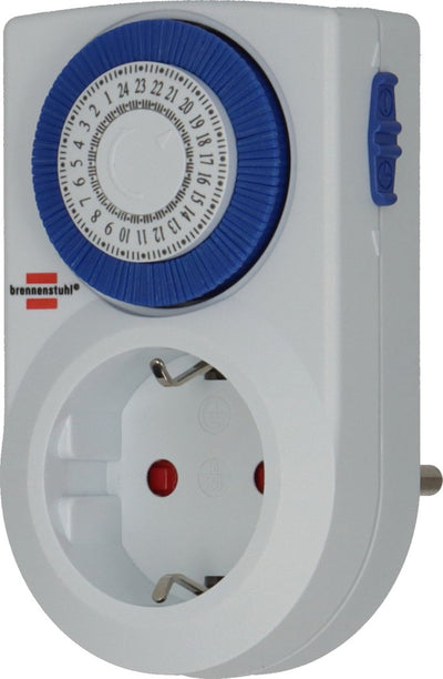 Minuterie Brennerstuhl mmz 20, minuterie mécanique prise murale (minuterie journalière, avec protection de contact accrue pour l'intérieur)