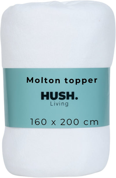 Faire taire. Living Hush Living Molton Topper Protector - 80 % coton 20 % polyester - excellente absorption de l'humidité - indéformable - confort et protection durable - 160 x 200 + 15 cm