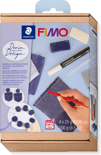 Fimo - pâte à modeler durcissant au four - comment créer-set - effet jeans