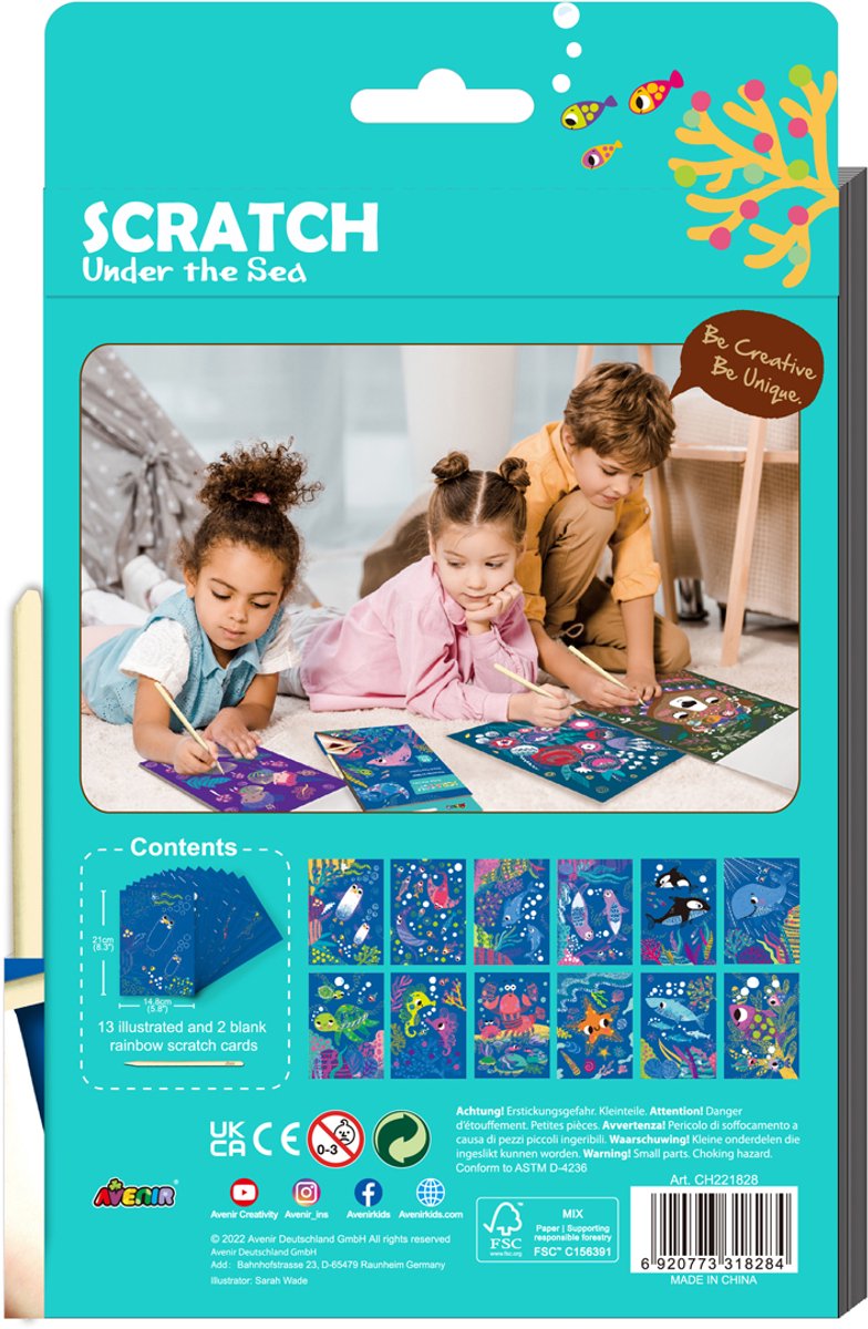 Avenir livre d'art à gratter a5 - vie marine - 15 pages - jeu créatif - 5+