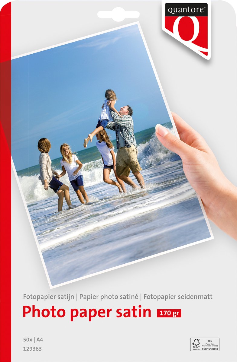 Papier photo Quantore a4 - 170 grammes - mat satiné pack de 50 feuilles