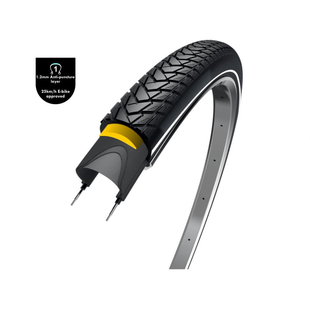 Wolff Wolff Traveler (calque anti-fuite de 1,2 mm), noir avec réflexion, 28x1,75, Etro 47-622
