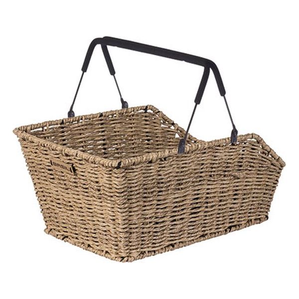 Basil Cento Rattan Look Mik - Panier à vélo - au dos - y compris le système Mik - Brown