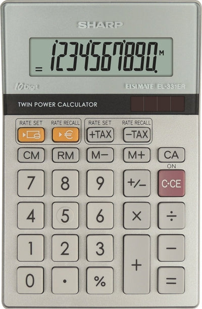 Calculatrice Sharp - el331erb - argent - 10 chiffres - 1x pile LR44 - sh-el331erb