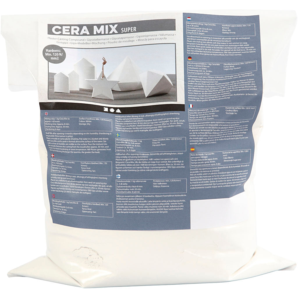 Creativ company cera-mix super mélange à plâtre, blanc, 5 kg 1 boîte