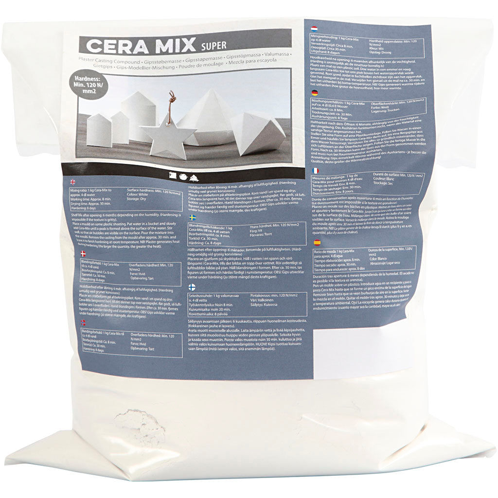 Creativ company cera-mix super mélange à plâtre, blanc, 5 kg 1 boîte