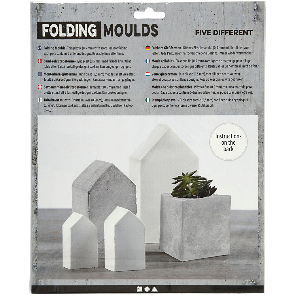 Creativ company moules, maisons et triangles, h : 6-14,5 cm, épaisseur 0,5 mm, transparent, 5 pièces 1 boîte