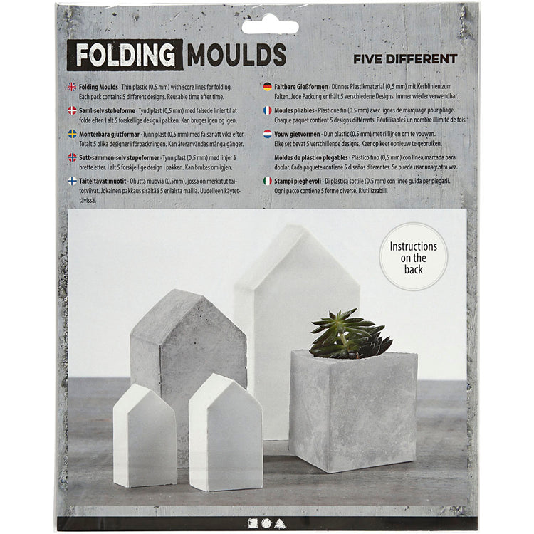 Creativ company moules, maisons et triangles, h : 6-14,5 cm, épaisseur 0,5 mm, transparent, 5 pièces 1 boîte