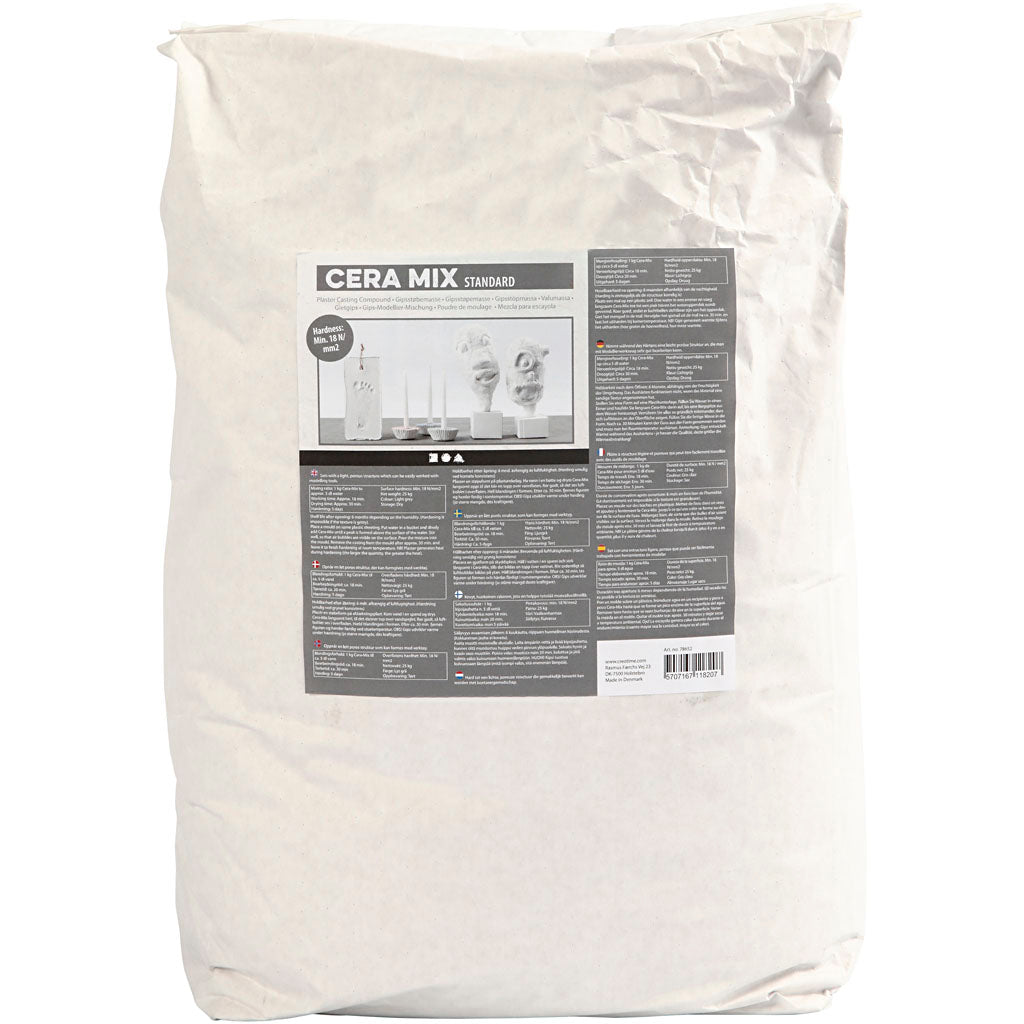 Creativ company cera-mix mélange à plâtre standard, gris clair, 25 kg 1 boîte