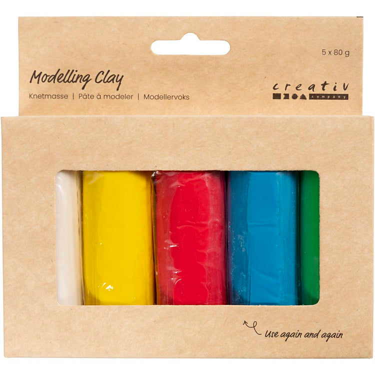 Pâte à modeler Creativ company, h : 9,5 cm, différentes couleurs, 5x80 g 1 boîte