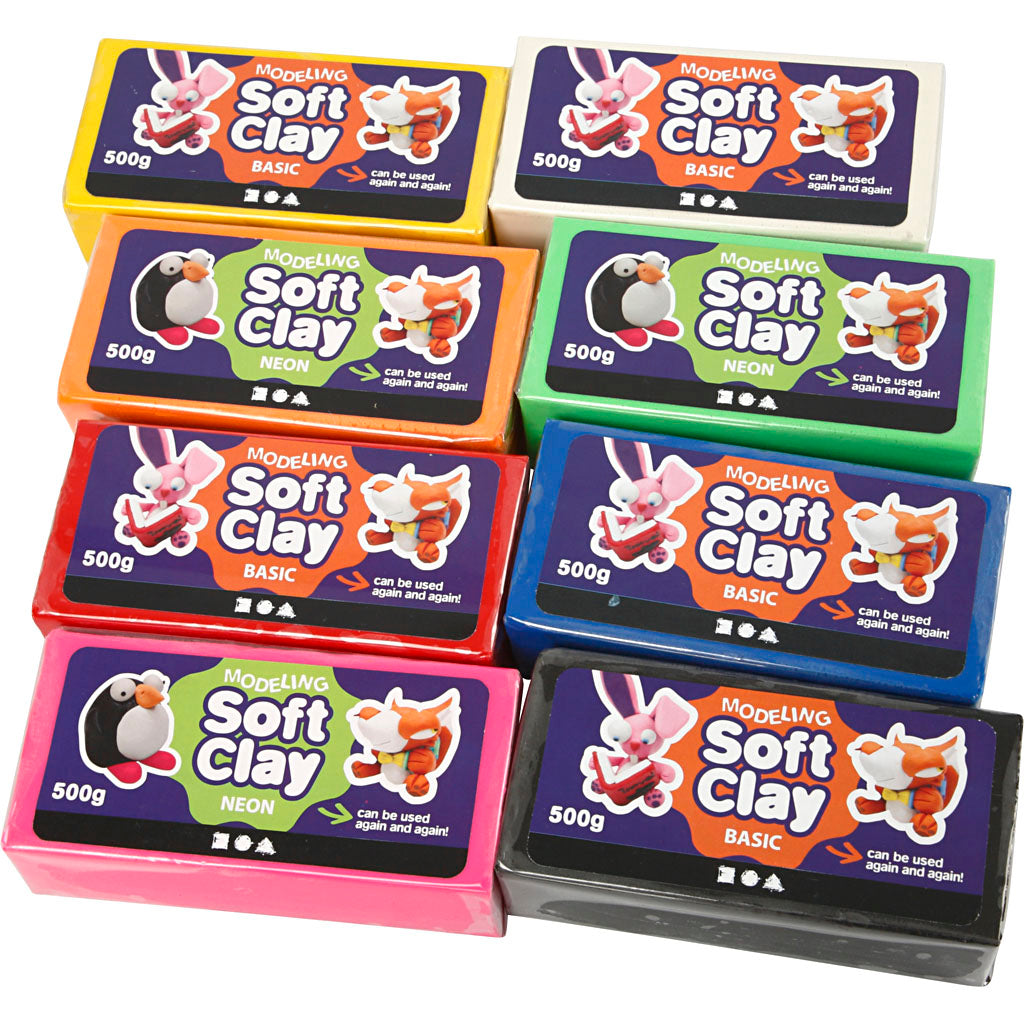 Pâte à modeler Creativ company, différentes couleurs, 8x500 gr 1 boîte