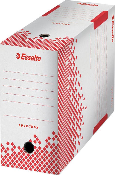 Esselte 25 x speedbox 15 boîte d'archives durables - 15x25x35cm - a4 - 100% recyclable - rouge blanc