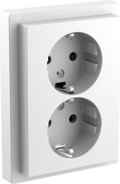 Prise double Schneider electric - encastrable - mise à la terre - 2v - verticale - sécurité - blanc lotus - d-life - - mtn2420-6535