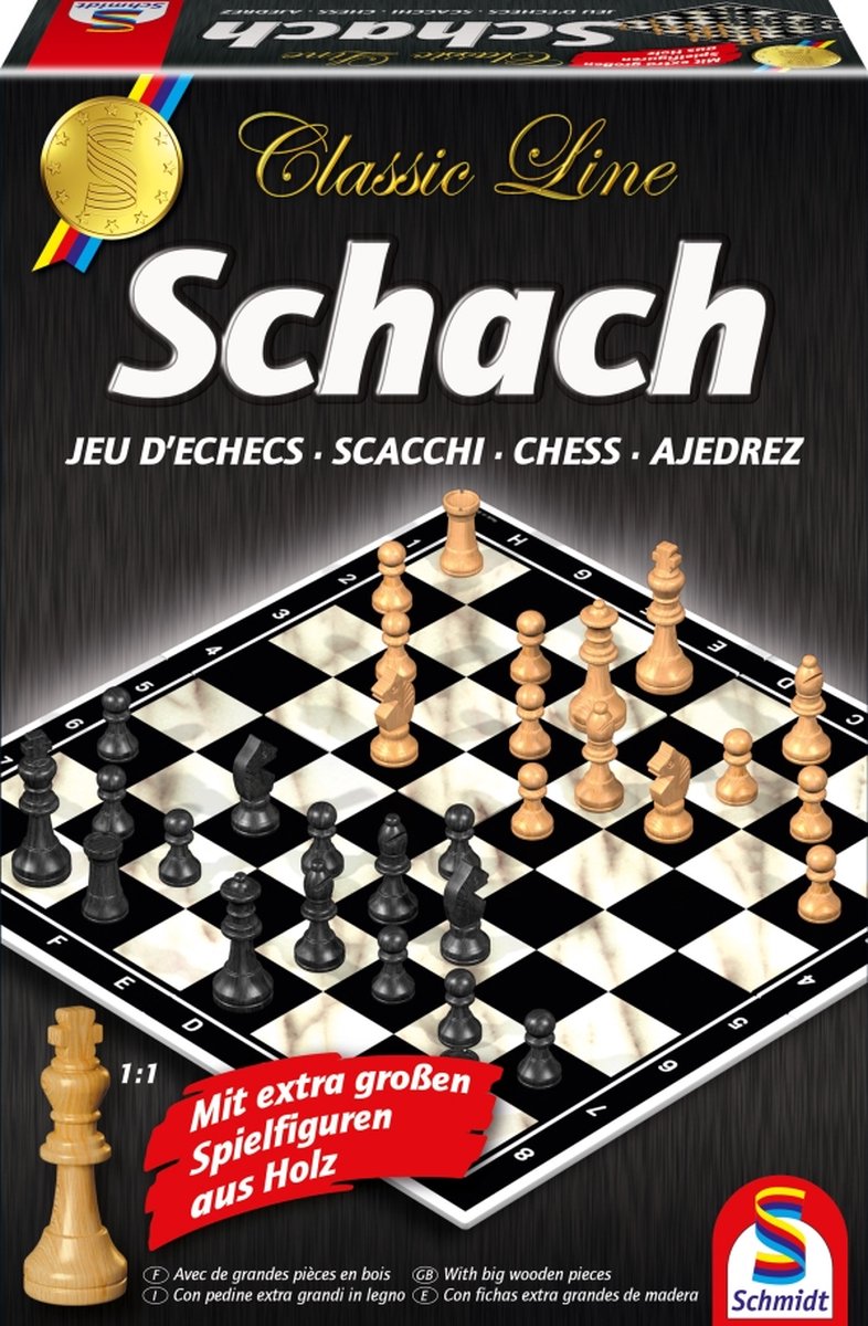 Schmidt ® - échecs avec des pièces de jeu extra grandes - ligne classique - jeu de société - classique de stratégie - 2 joueurs - à partir de 6 ans