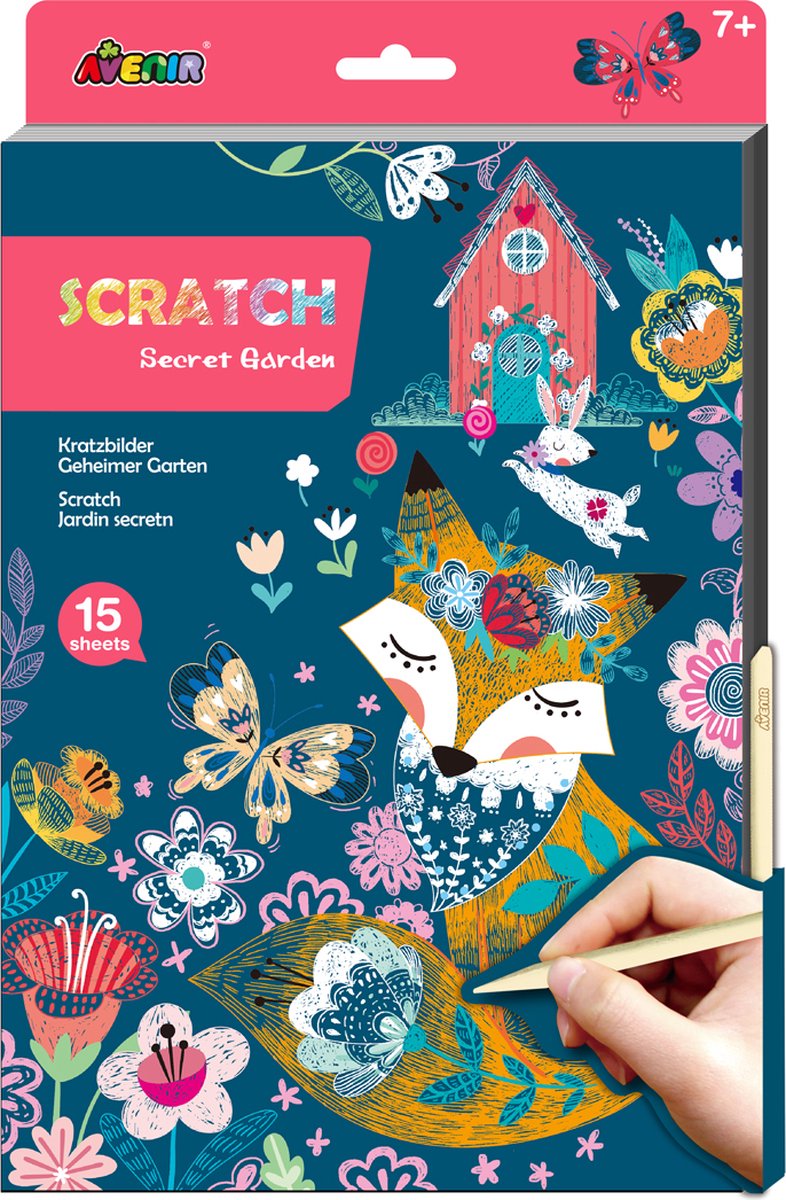 Avenir livre d'art à gratter a4 - jardin secret - 15 pages - 7 ans