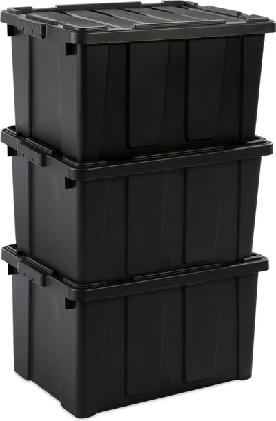 Iris power box boîte de rangement robuste - 68l - 100% plastique recyclé - noir - lot de 3