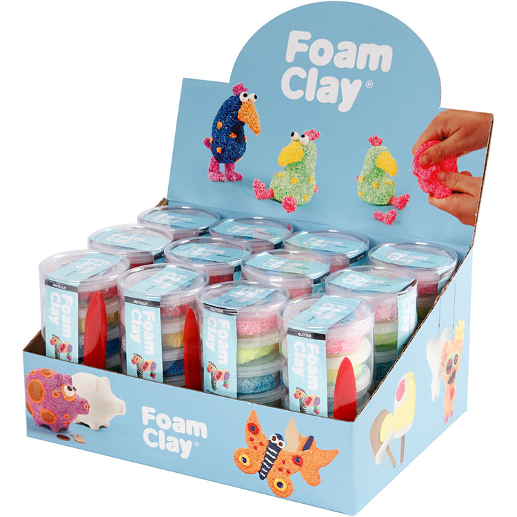 Foam Clay ®, couleurs pailletées, couleurs métallisées, 12 sets 1 boîte
