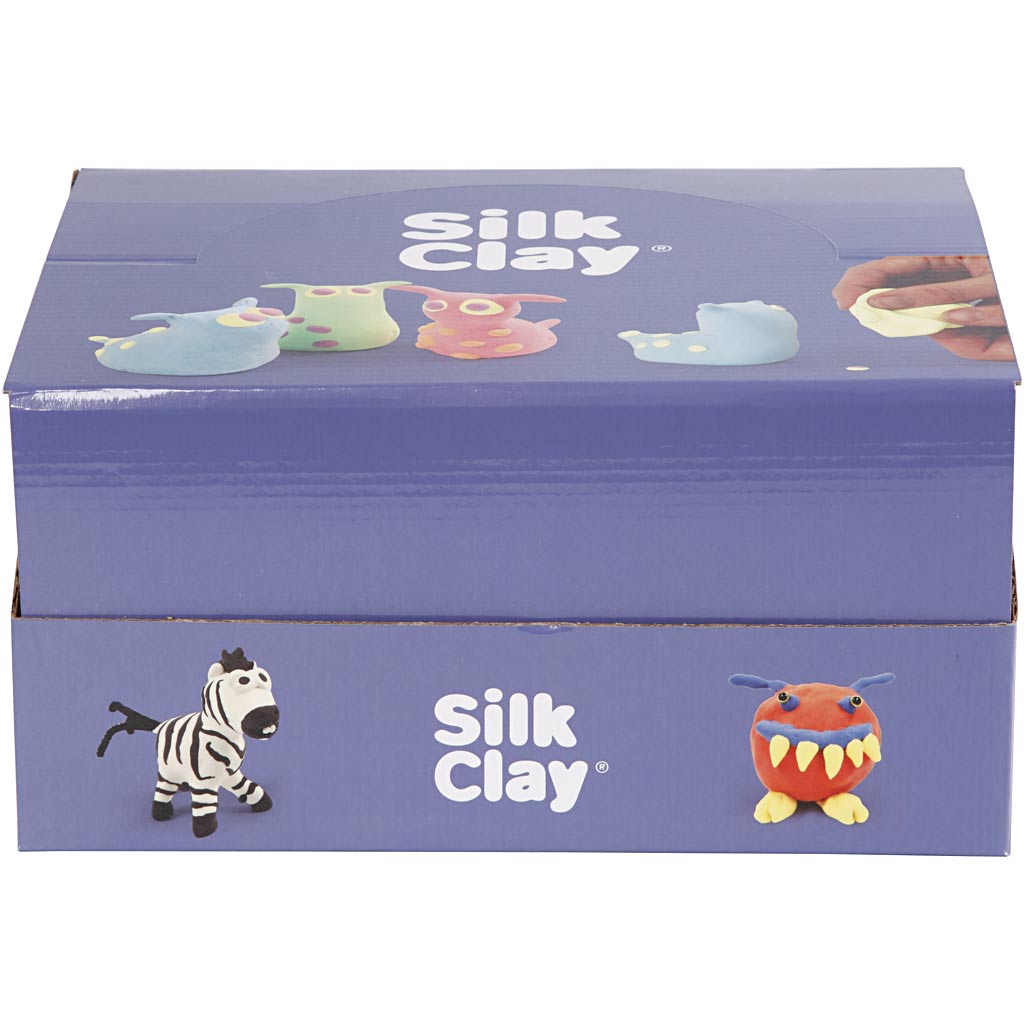 Silk Clay ®, couleurs fluo, couleurs standards, 12 sets 1 boîte
