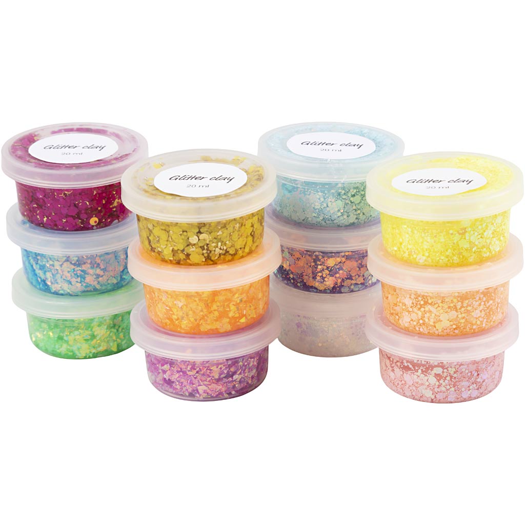Argile pailletée Creativ company, différentes couleurs, 72x20 ml 1 boîte