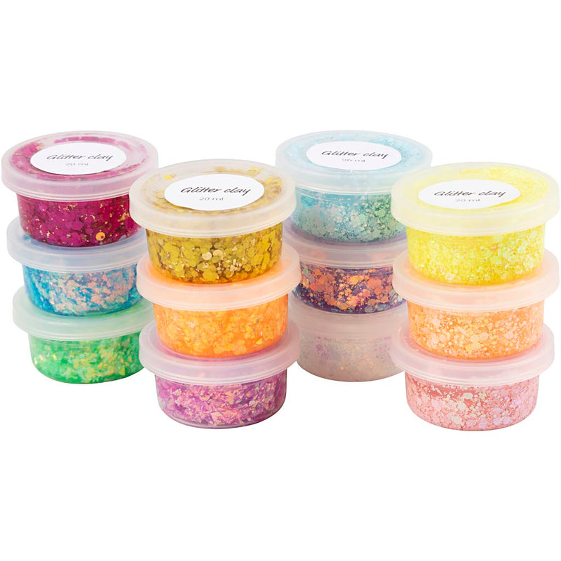 Argile pailletée Creativ company, différentes couleurs, 72x20 ml 1 boîte