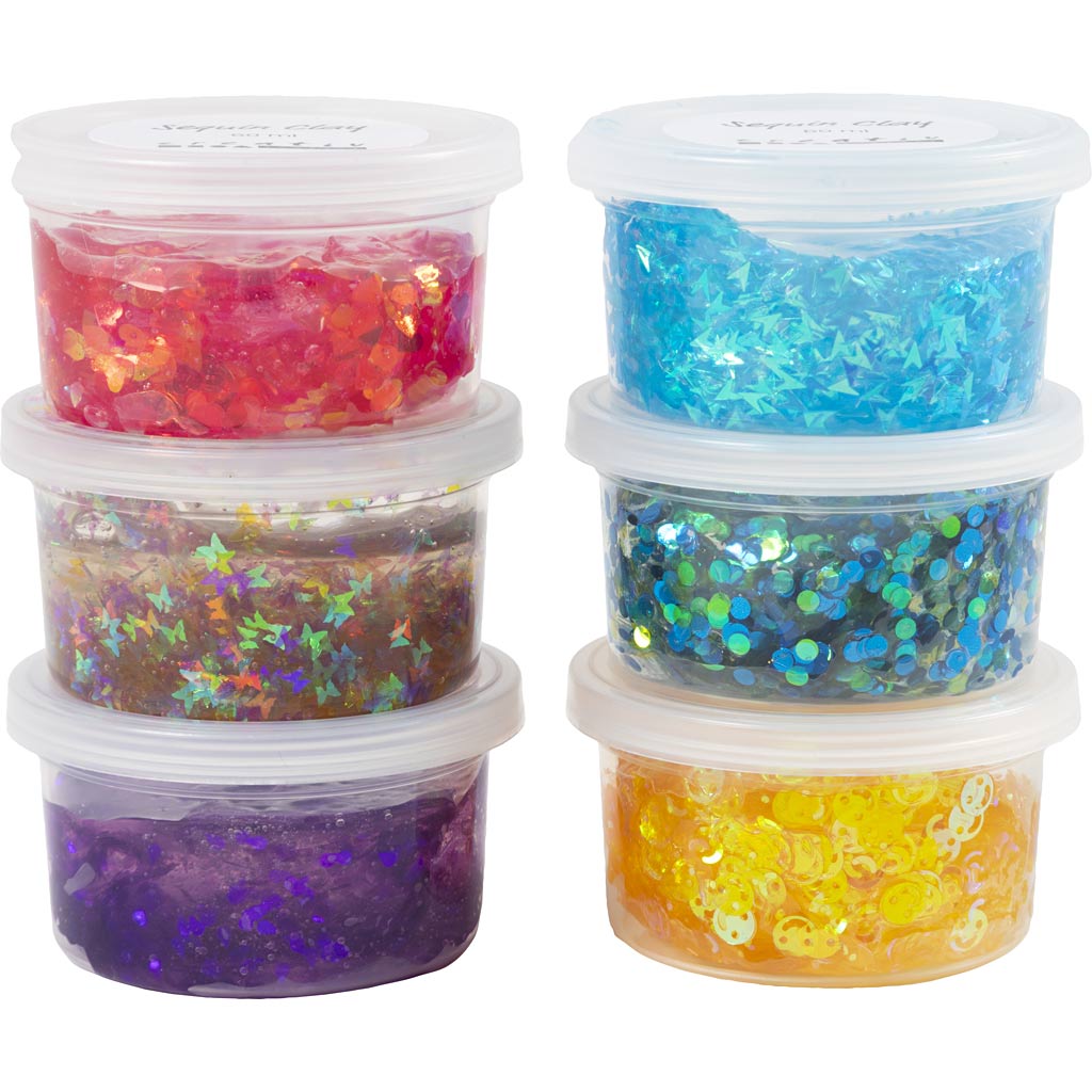 Creativ company pâte à paillettes, harmonie bleu vert, harmonie rose violet, 6x60 gr 1 boîte