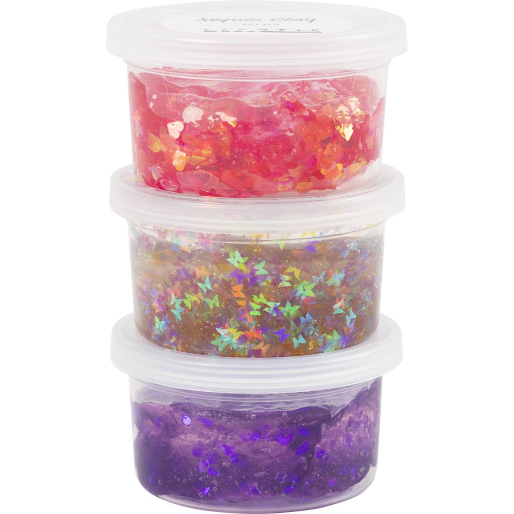 Creativ company pâte à paillettes, harmonie rose violet, 3x60 gr 1 boîte
