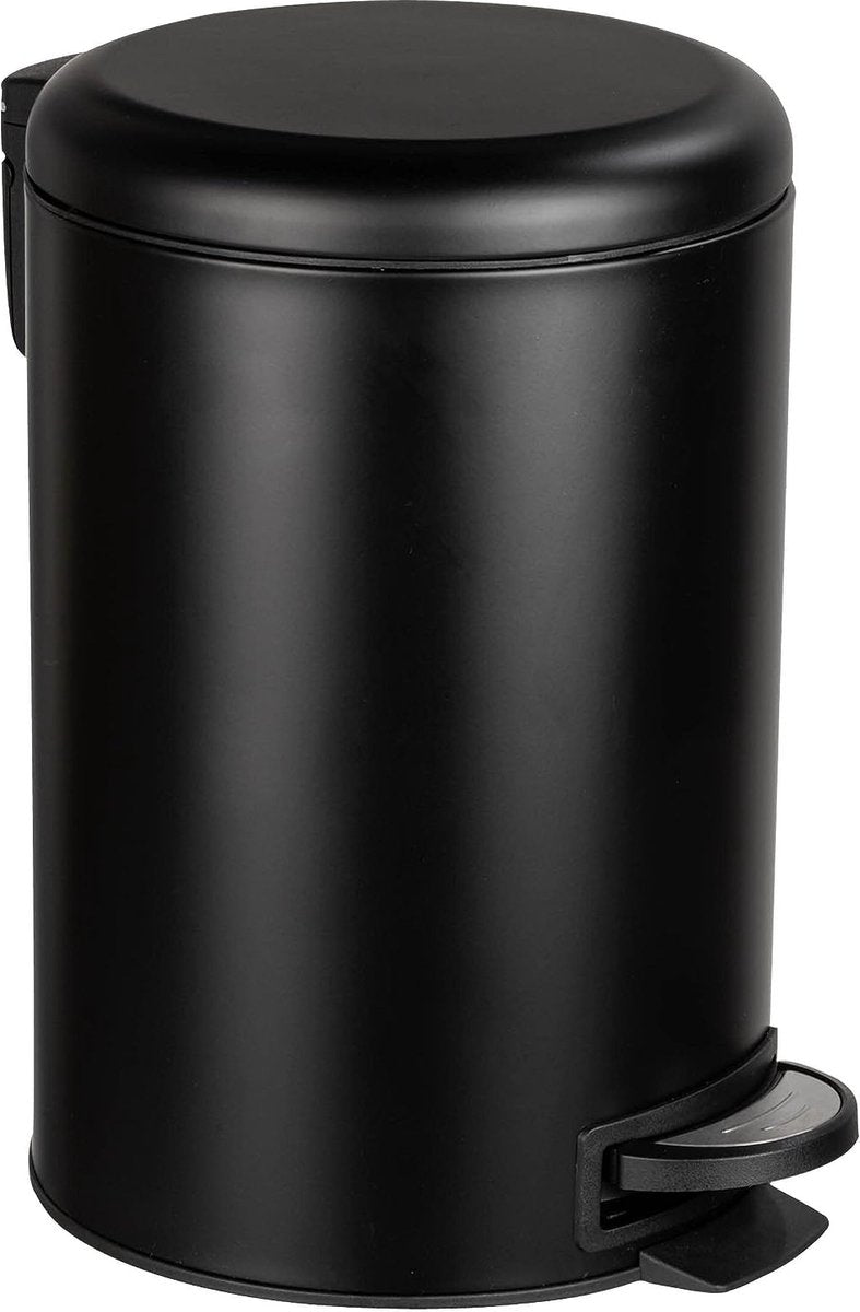 Wenko poubelle à pédale leman easy-close 12 litres noir mat - couvercle à fermeture facile - poubelle - poubelle - poubelle - poubelle - poubelle
