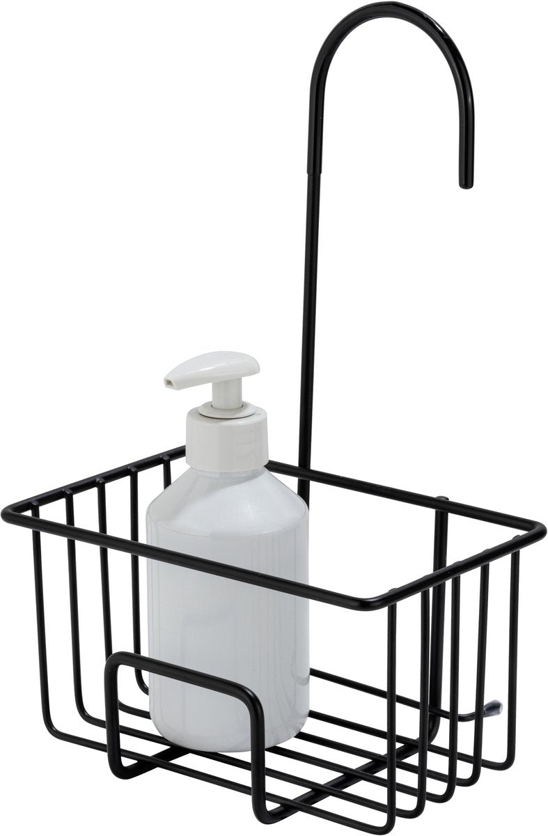 Wenko support de douche milito acier inoxydable noir 18x29cm - sans perçage - support de douche suspendu - panier de douche - support de douche suspendu