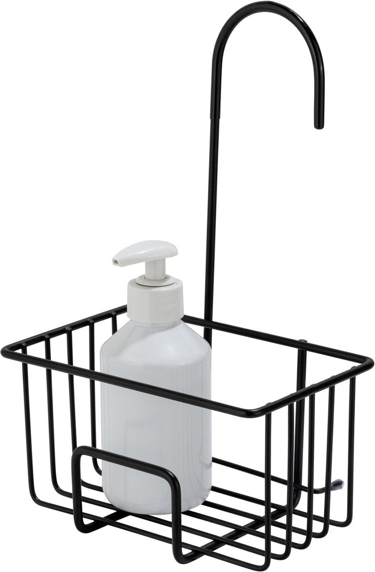 Wenko support de douche milito acier inoxydable noir 18x29cm - sans perçage - support de douche suspendu - panier de douche - support de douche suspendu