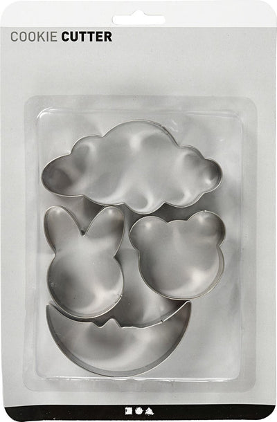 Emporte-pièces Creativ company, nuage, lièvre, ours, coccinelle, h : 10 cm, 4 pièces 1 boîte