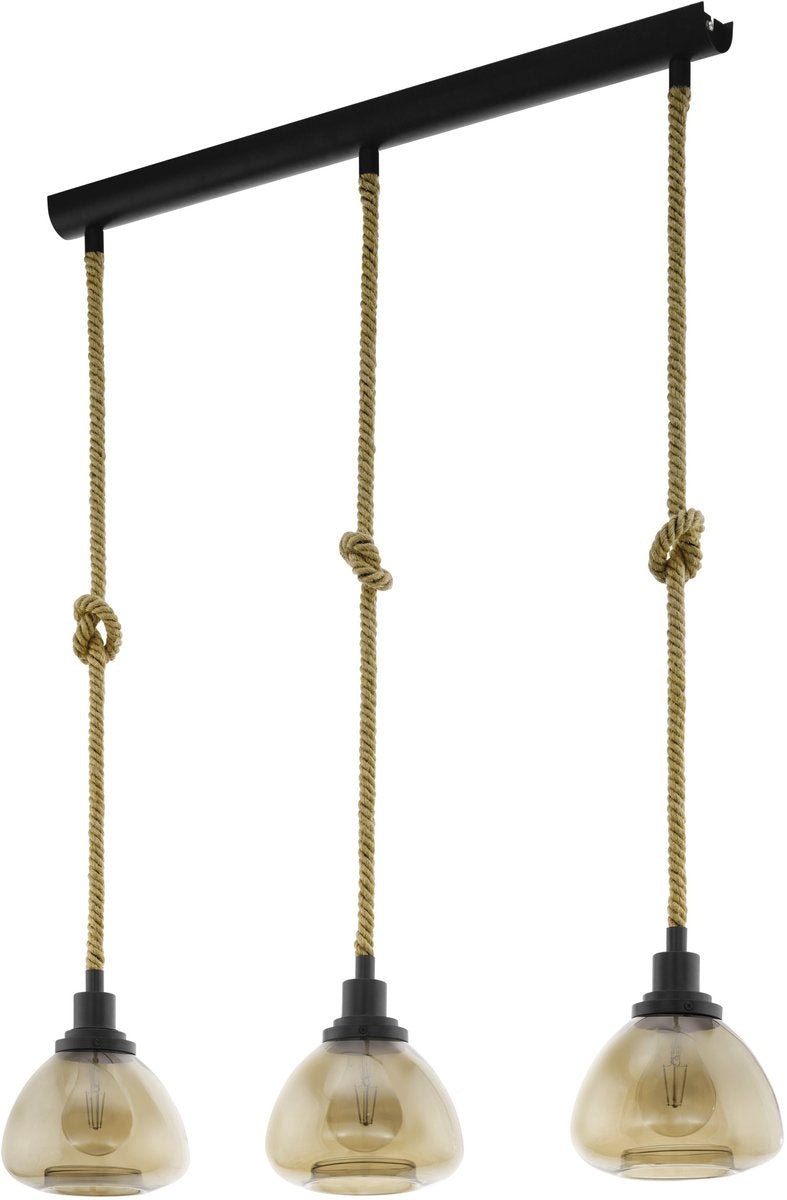 Suspension rampe Eglo - 3 lumières - E27 - noire