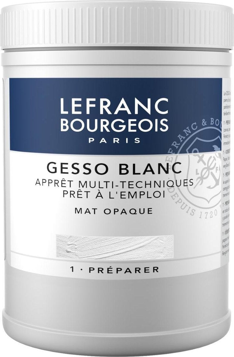 Lefranc bourgeois paris lefranc bourgeois 300658 gesso blanc mat – 500 ml | apprêt universel pour peinture à l'huile acrylique | toile, bois, pierre de papier