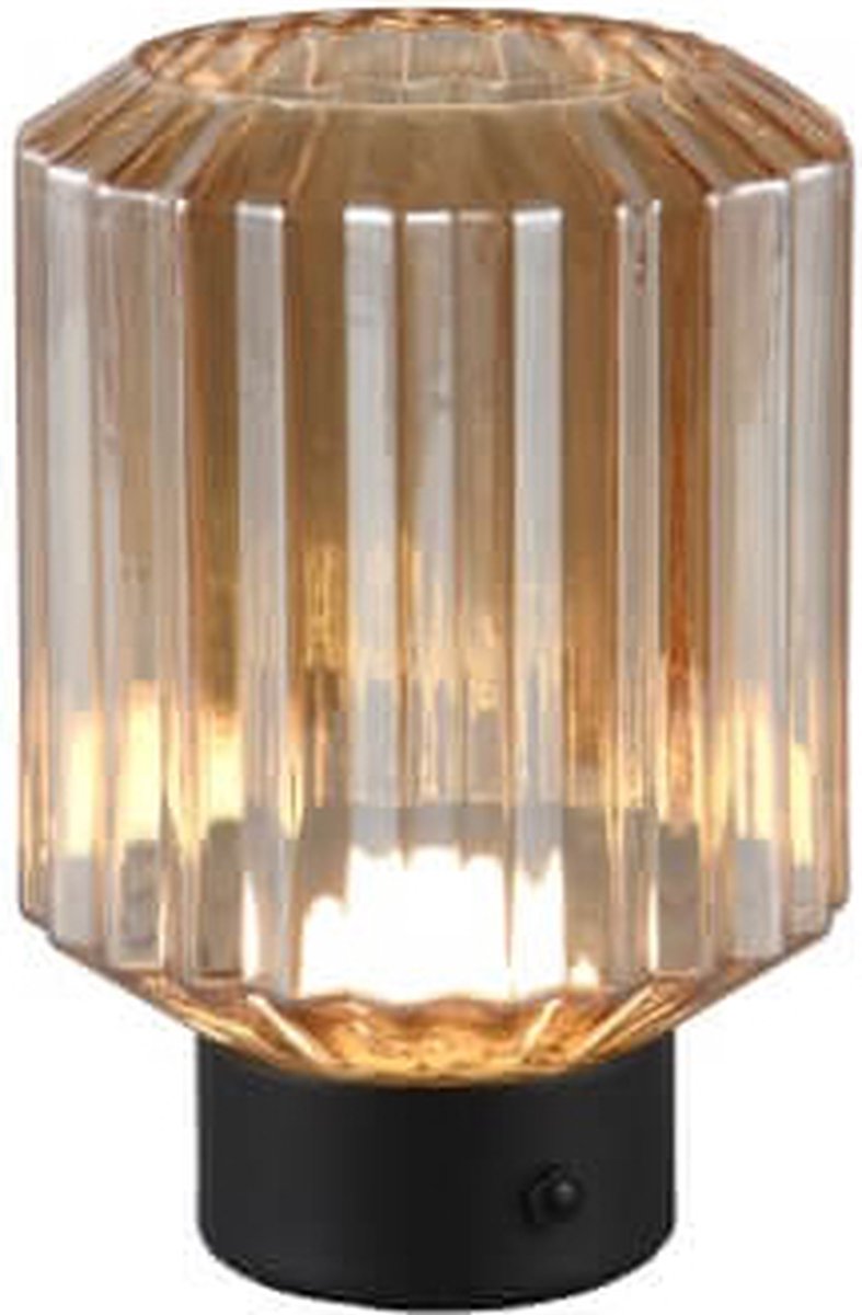 Rl vis ta lumière réalité seigneur - lampe de table - noir mat - incl. 1x smd 2w - fonction tactile - rechargeable - verre fumé