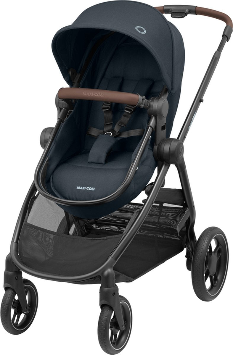 Poussette Maxi-cosi zelia³ - graphite essentiel (cadre noir + cuir marron)
