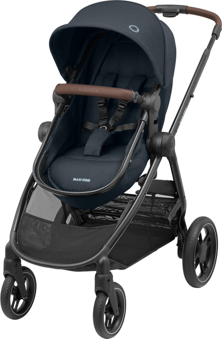 Poussette Maxi-cosi zelia³ - graphite essentiel (cadre noir + cuir marron)