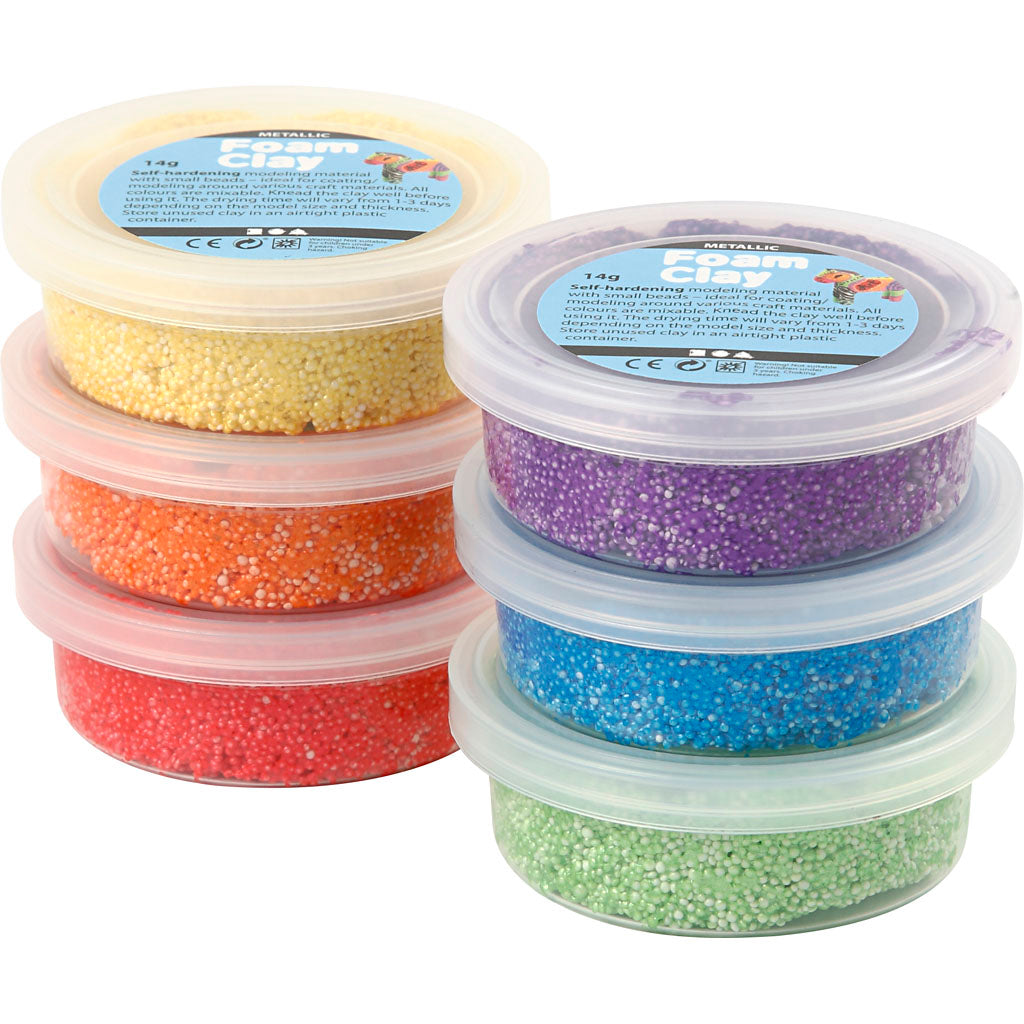 Argile Foam ®, métallisée, couleurs fortes, 6x14 gr 1 boîte