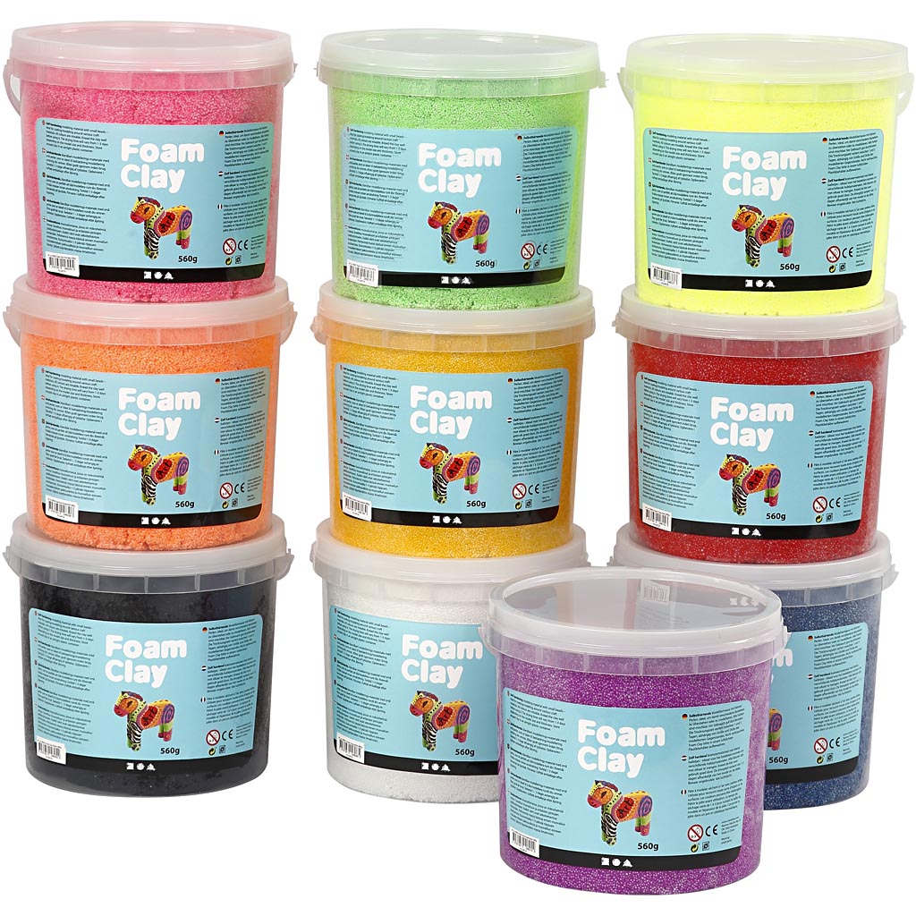 Argile Foam ®, divers coloris, 10x560 gr 1 boîte