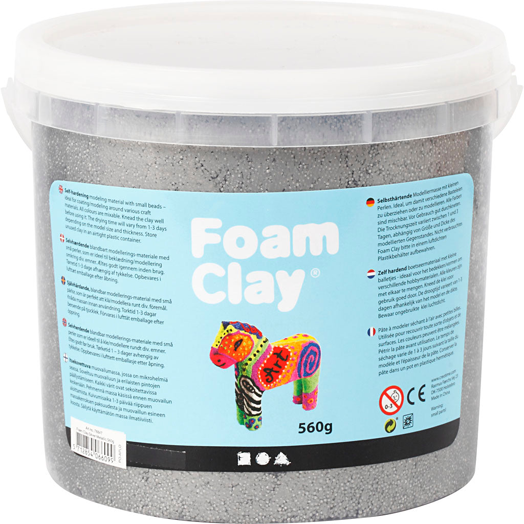 Argile Foam ®, métallisée, argent, 560 gr 1 seau