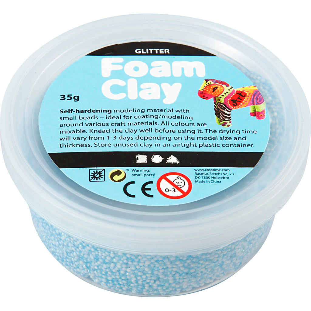 Foam Clay ®, pailletée, bleu clair, 35 gr 1 boîte