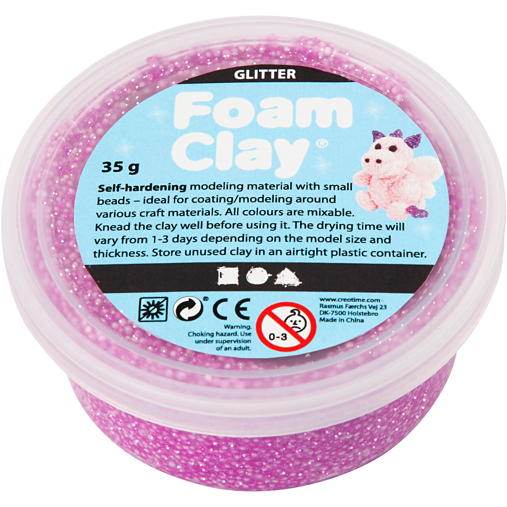 Argile Foam ®, pailletée, violette, 35 gr 1 boîte