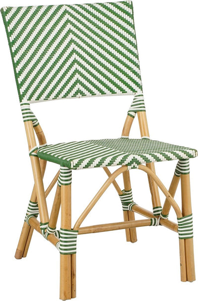 Mica decorations chaise bistro mandox - l45,5 x l57 x h89 cm - rotin - vert foncé, blanc