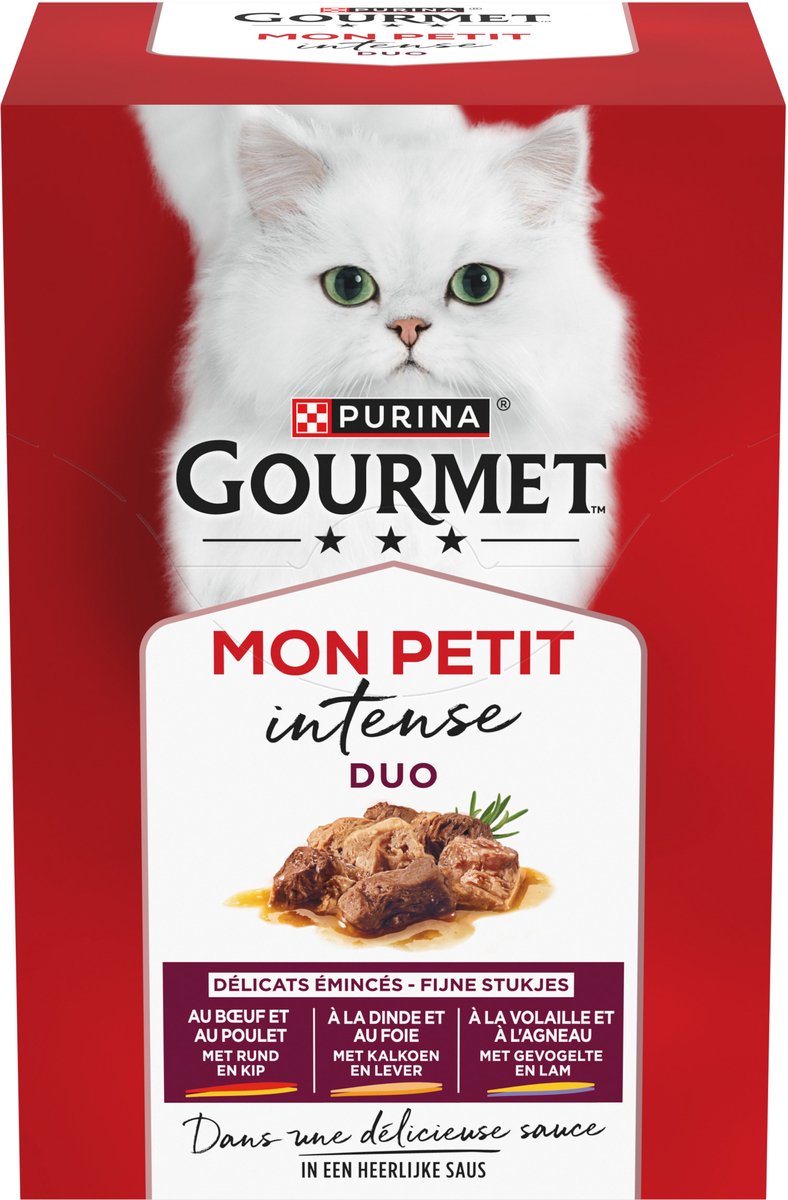 Gourmet mon petit intense - nourriture humide pour chat - boeuf poulet - 24 x 50 gr