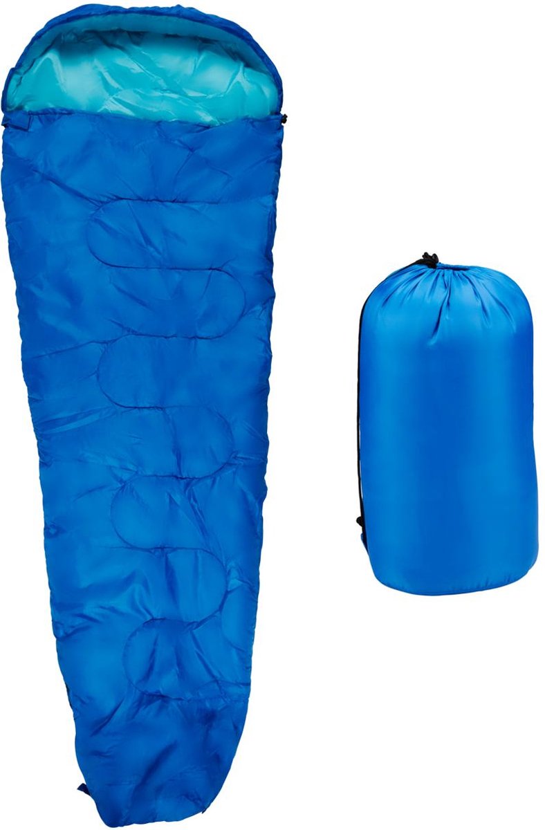 Camp active sac de couchage momie sac de couchage d'été pour 5°C à 10°C Sac de couchage 1 personne adultes pour festivals, randonnées et camping 210 x 80 cm bleu